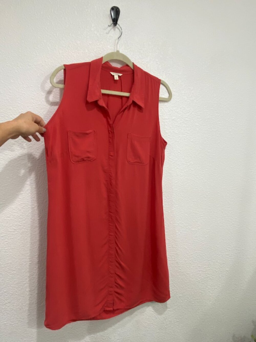 Sonoma Life + Style Shirt Dress Button Down Utility Vibrant Coral Large - Picture 3 of 8